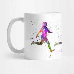 Girl playing soccer football player silhouette Mug